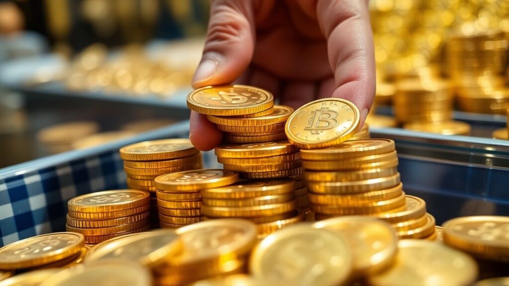 Gold coins being evaluated for cash in Tampa.