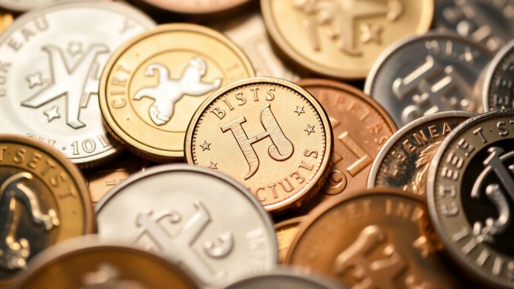 Coins with various mintmarks clearly visible.