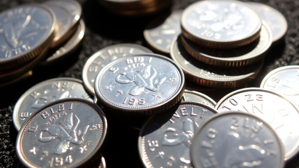 Pile of shiny silver coins
