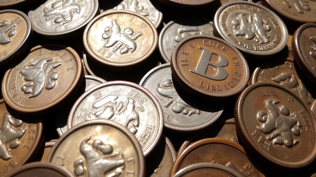 Pile of old coins for cash appraisal