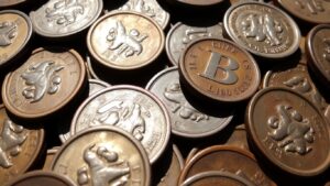 Pile of old coins for cash appraisal