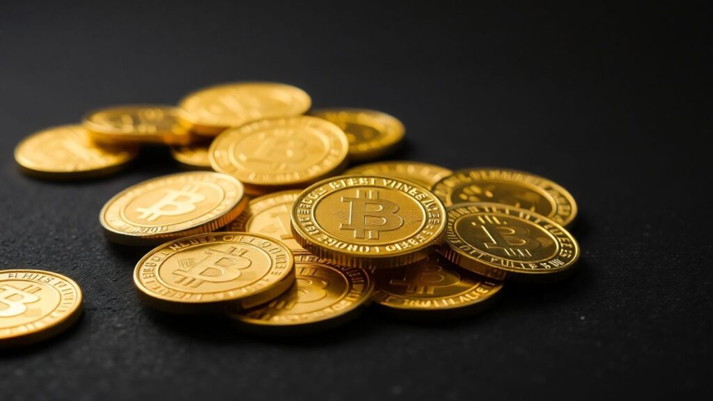 Pile of shiny gold coins