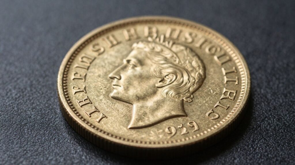 Gold Sovereign coin close-up