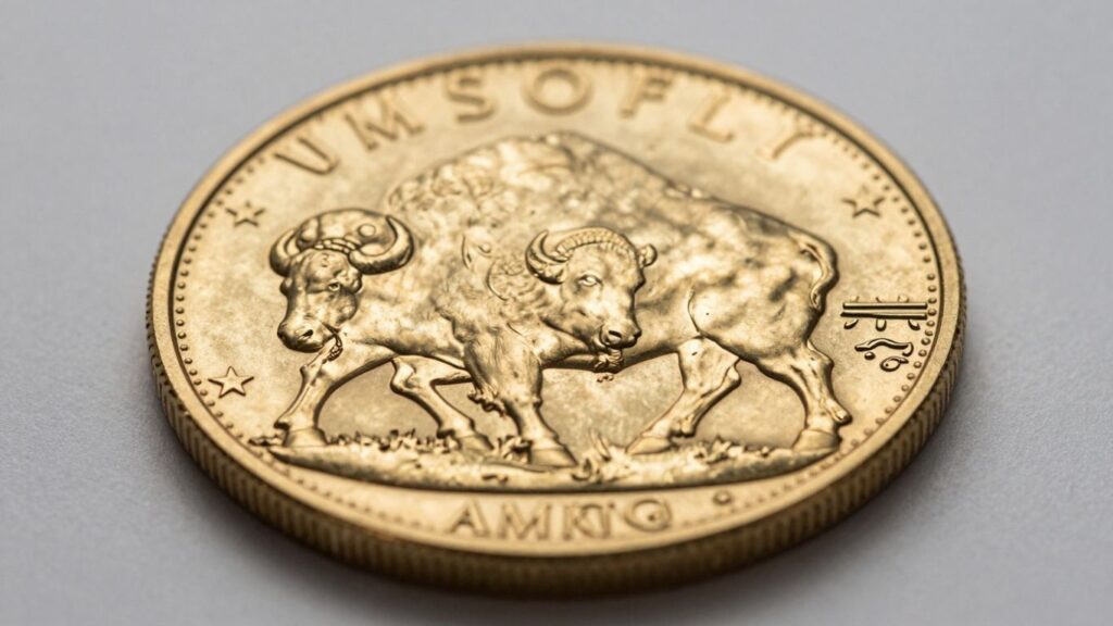 Gold Buffalo coin close-up