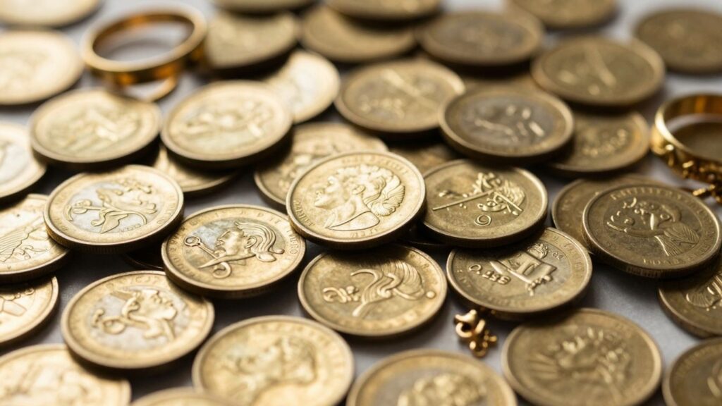 Gold coins and jewelry pieces for cash.