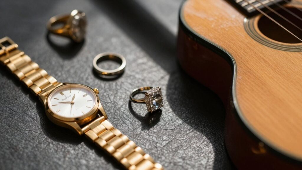 Valuable items like jewelry, watches, and musical instruments.