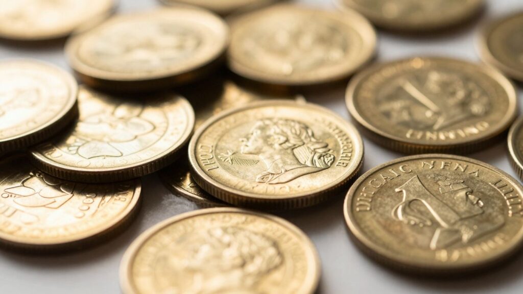 Fractional gold coins with Tampa skyline in background.