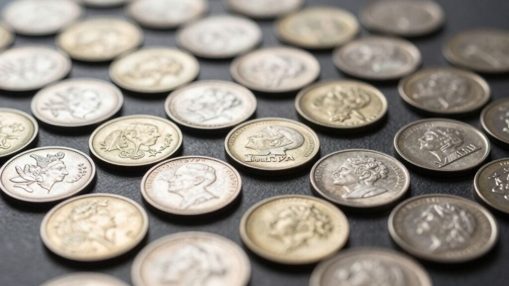 Collection of valuable silver and gold mint coin sets.