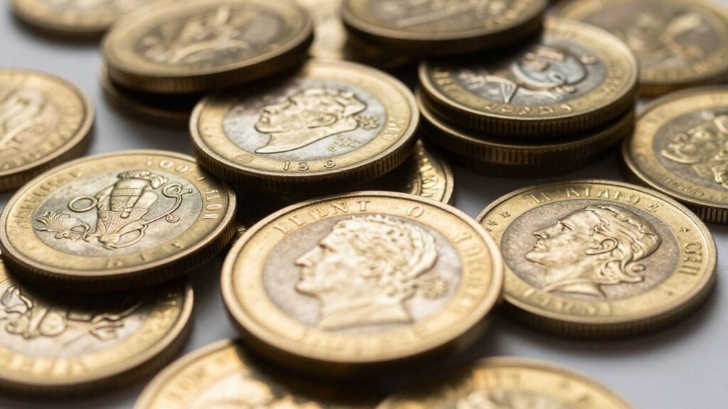 Close-up of pure gold coins