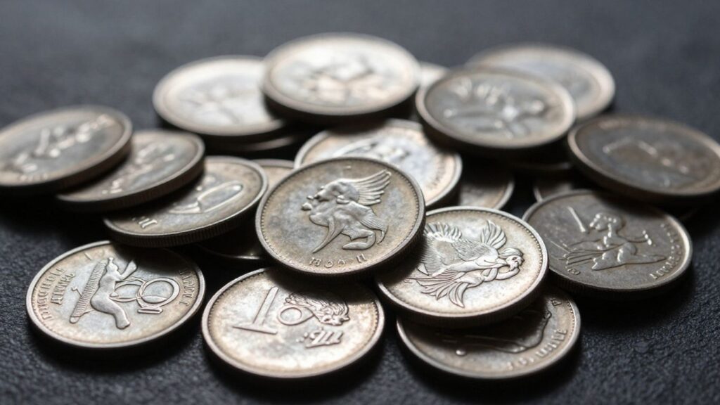 Pile of silver coins