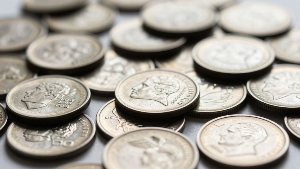 Pile of uncirculated coins
