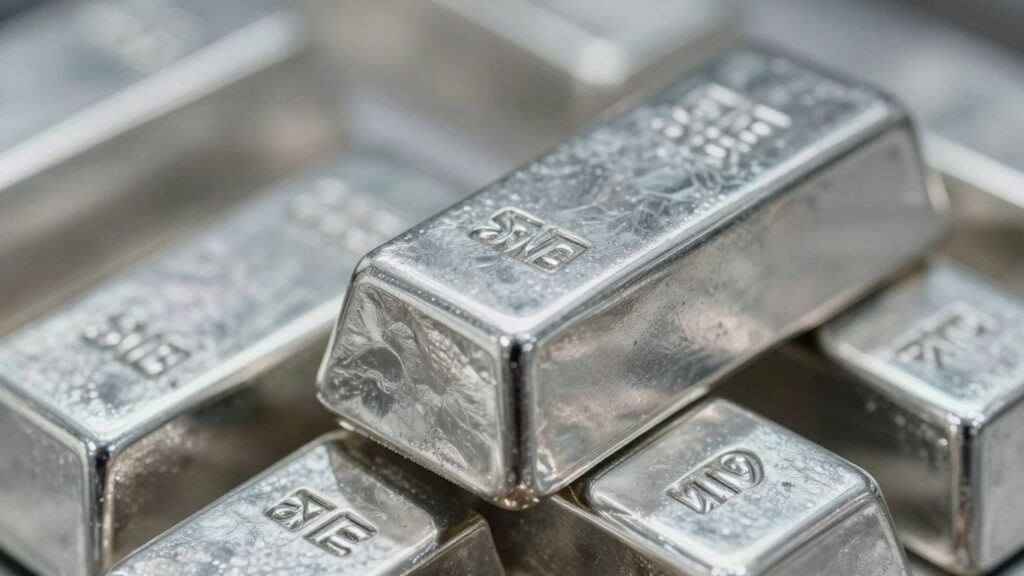 Stack of shiny silver bars