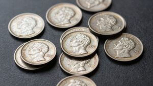 Collection of old half-cent coins for sale.