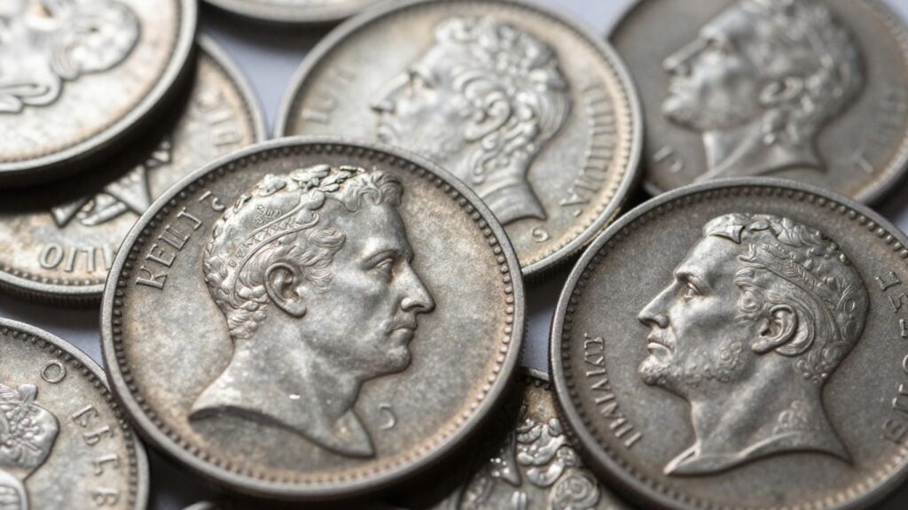 Silver war nickels arranged for sale