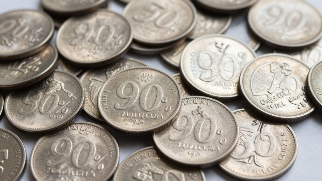 Pile of shiny 90 percent silver coins