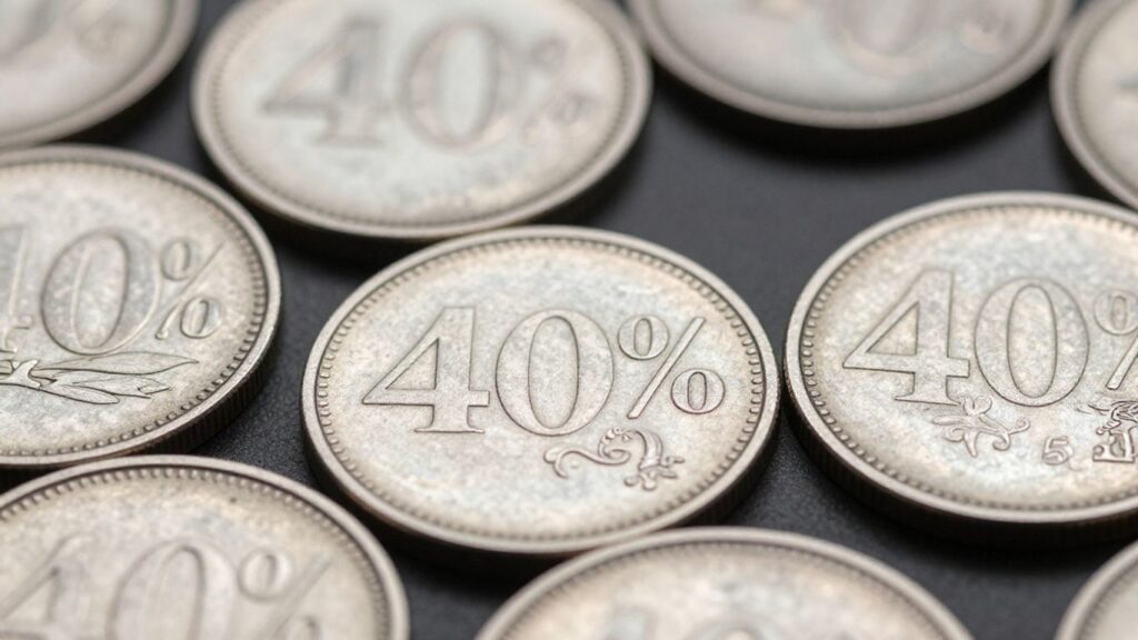 Close-up of 40 percent silver coins.