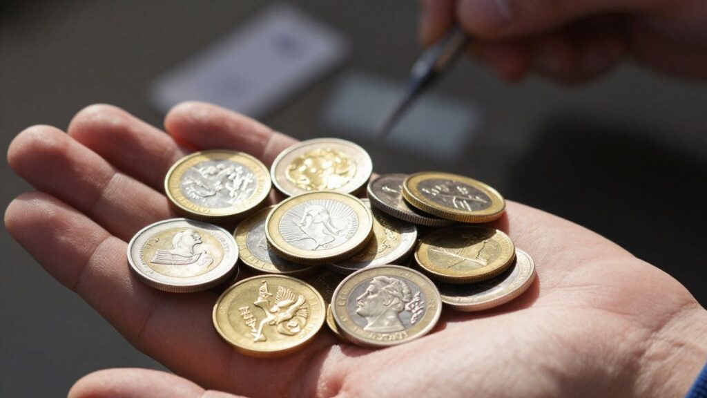 Hand holding valuable coins for sale in Tampa.