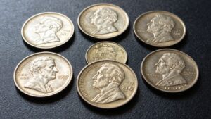 Rare so-called dollars displayed on a dark surface.